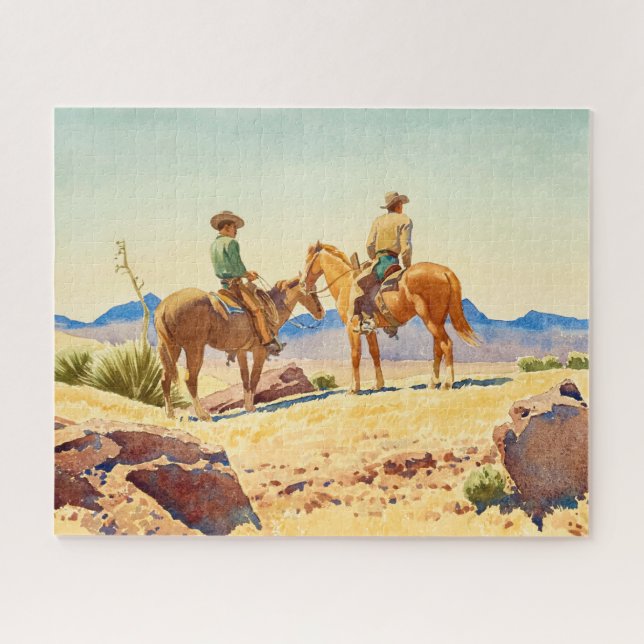 Puzzle Deux cowboys à cheval par Maynard Dixon (Horizontal)