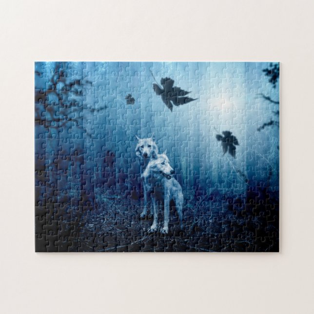 Puzzle Deux loups blancs dans la forêt (Horizontal)