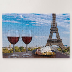 Puzzle Deux verres de vin en café à Paris