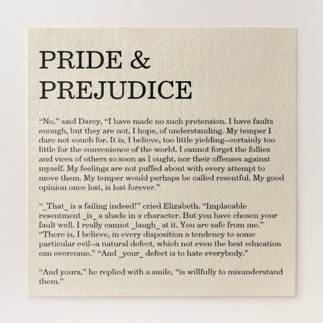 Puzzle Devis de livre personnalisable Jane Austen (Vertical)