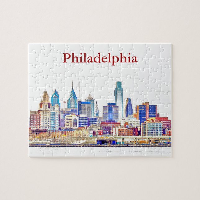 Puzzle d'horizon de croquis de couleur de Philly (Horizontal)