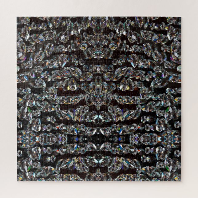 Puzzle Diamond brillant motif élégant argent et noir (Vertical)