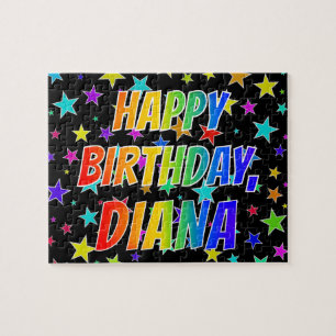 Puzzle "DIANA" Prénom, Amusant "HEUREUX ANNIVERSAIRE"