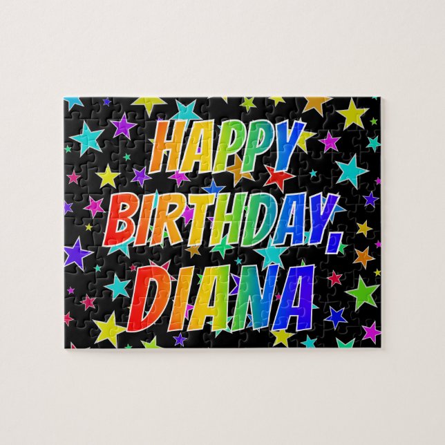 Puzzle "DIANA" Prénom, Amusant "HEUREUX ANNIVERSAIRE" (Horizontal)