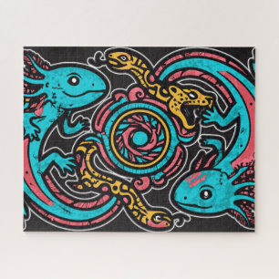 Puzzle Dieu aztèque Xolotl combattant l'art tribal de la 