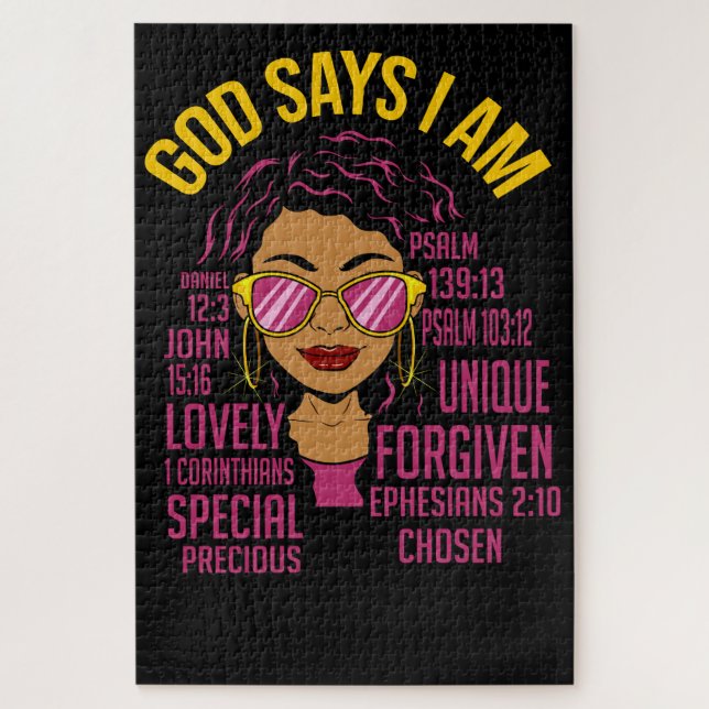 Puzzle Dieu dit que je suis Black Christian Femmes Melani (Vertical)