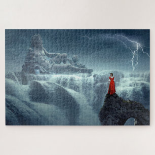 Puzzle Dieu grec et la femme en rouge