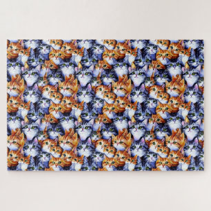 Puzzle Difficile visages de chat collage gingembre gris