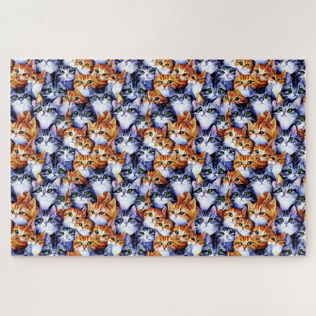 Puzzle Difficile | visages de chat collage gingembre gris (Horizontal)