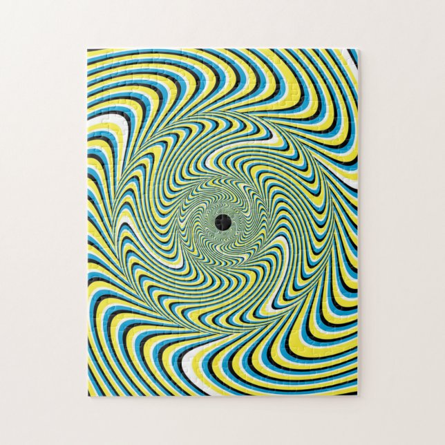 Puzzle d'illusion optique bleu et jaune (Vertical)