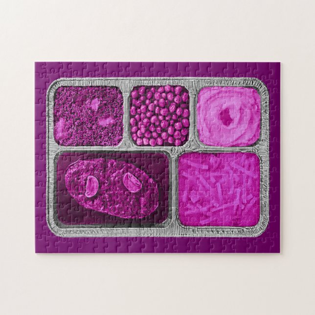 Puzzle Dîner TV rétro en rose (Horizontal)