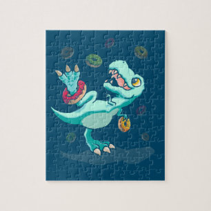 Puzzle Dinosaur Donut Dino Doughnut Halloween Kids Trex