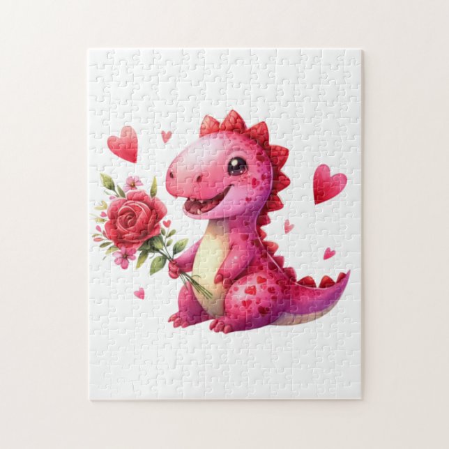 Puzzle Dinosaure de la Saint Valentin (Vertical)