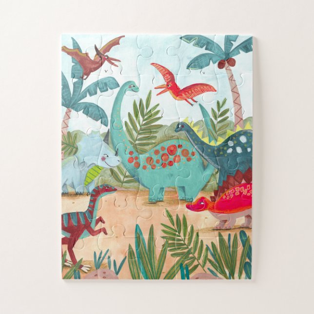 Puzzle Dinosaure mignon enfants de la jungle préhistoriqu (Vertical)