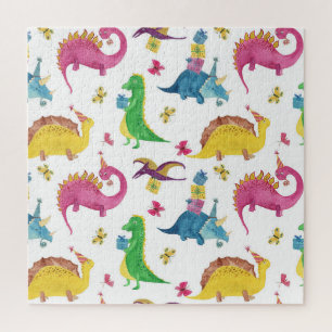 Puzzle Dinosaure party : motif aquarelle.