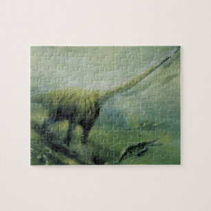 Puzzle Dinosaures vintage, Brachiosaure nageant dans l'oc