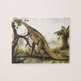 Puzzle Dinosaures Vintage, Plateosaurus Paissant sur des 