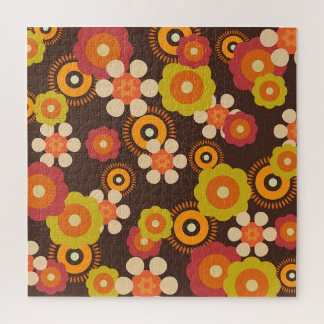 Puzzle Disco les années 70 60s Retro Flowers Pop Culture (Vertical)