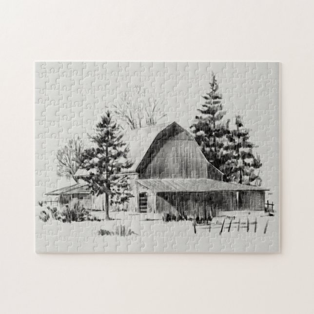 Puzzle Distant Barne Sketch II (Horizontal)