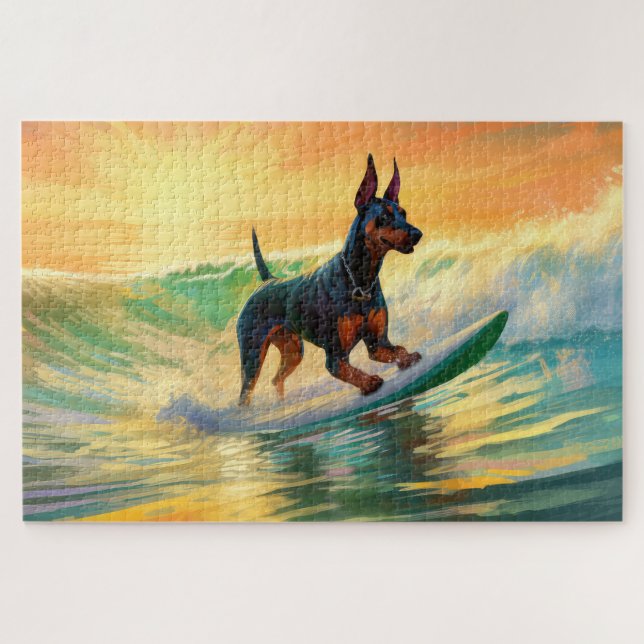Puzzle Doberman Beach Surf Peinture (Horizontal)