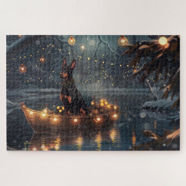 Puzzle Doberman Christmas Festive Voyage (Horizontal)
