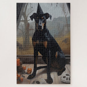 Puzzle Doberman Citrouille Halloween effroi