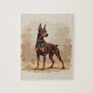 Puzzle Dobermann Pinscher Chien Marron Rouille Rouge