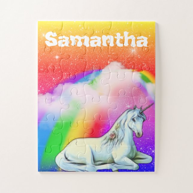 Puzzle Don personnalisé Unicorn Rainbow Kids (Vertical)