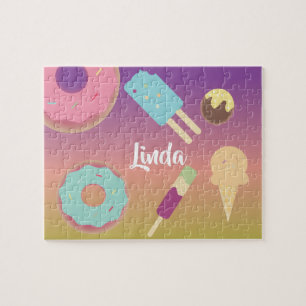 Puzzle Donut de glace d'été ombré arc-en-ciel coloré pour