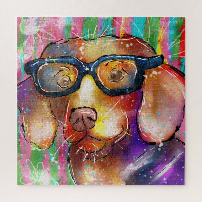 Puzzle Doodle Chien en lunettes (Vertical)