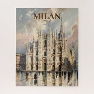 Puzzle Douomo de Milan personnalisé à l'aquarelle vintage