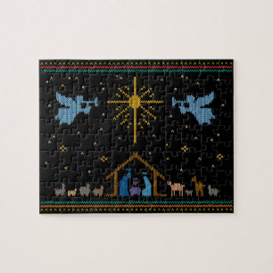 Puzzle Doux moche Design Nativité chrétien Religieux