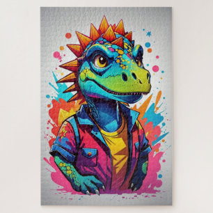 Puzzle Dragon coloré avec plaque de peinture