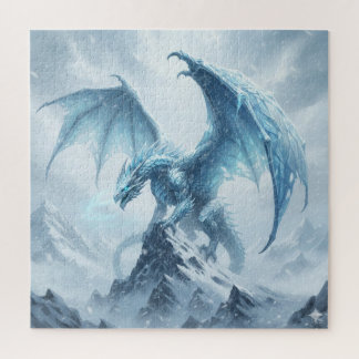 Puzzle Dragon de Glace Bleu Féroce Sur Un Sommet de Monta