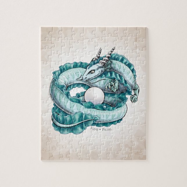 Puzzle Dragon de pierre de naissance de juin : Pearl (Vertical)