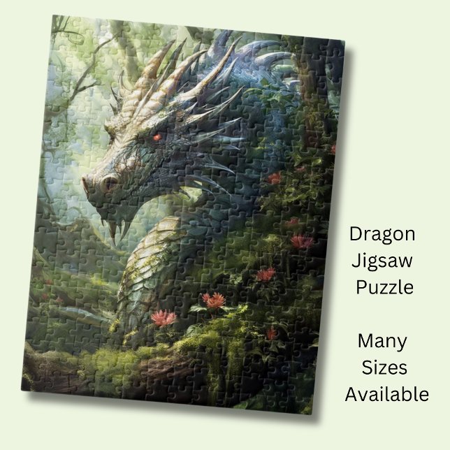 Puzzle Dragon en forêt avec fleurs roses (Créateur téléchargé)
