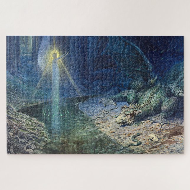Puzzle Dragon & Fairy Vintage Imaginaire Art (Horizontal)