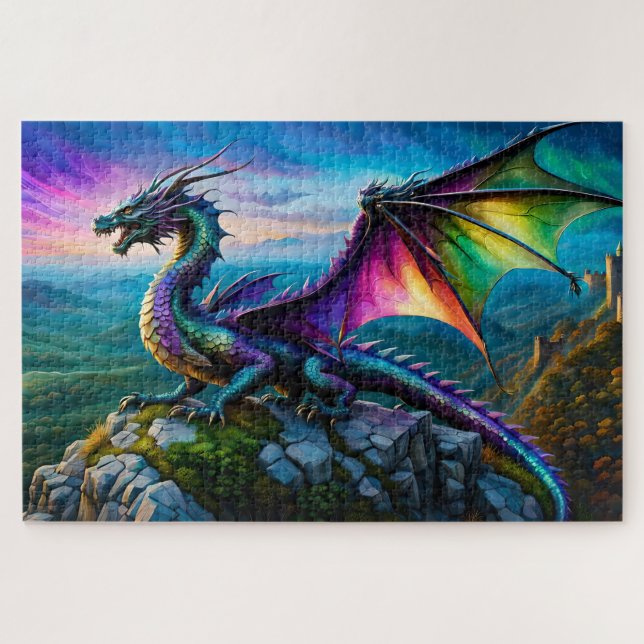 Puzzle Dragon Iridescente Garde Sa Terre (Horizontal)