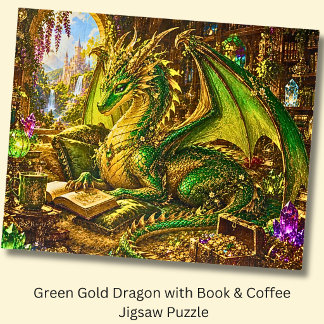 Puzzle Dragon Or Vert avec Livre & Café
