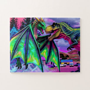 Puzzle Dragon Vert vs Dinosaure