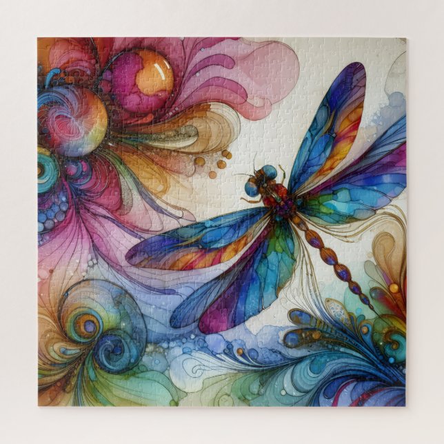 Puzzle Dragonfly Alcohol Ink (Vertical)