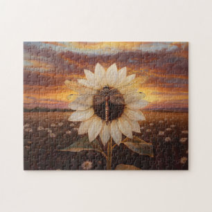 Puzzle Dragonfly on the Flower at Dusk Art
