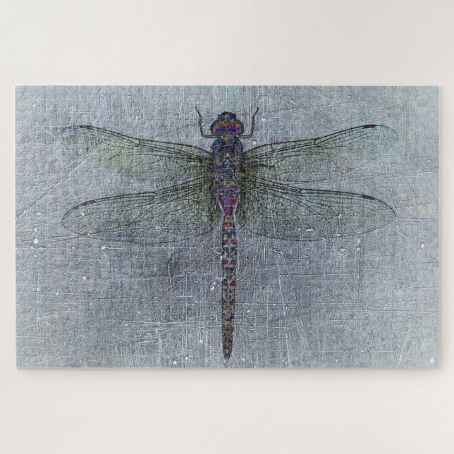 Puzzle Dragonfly sur l'Arrière - plan bleu (Horizontal)