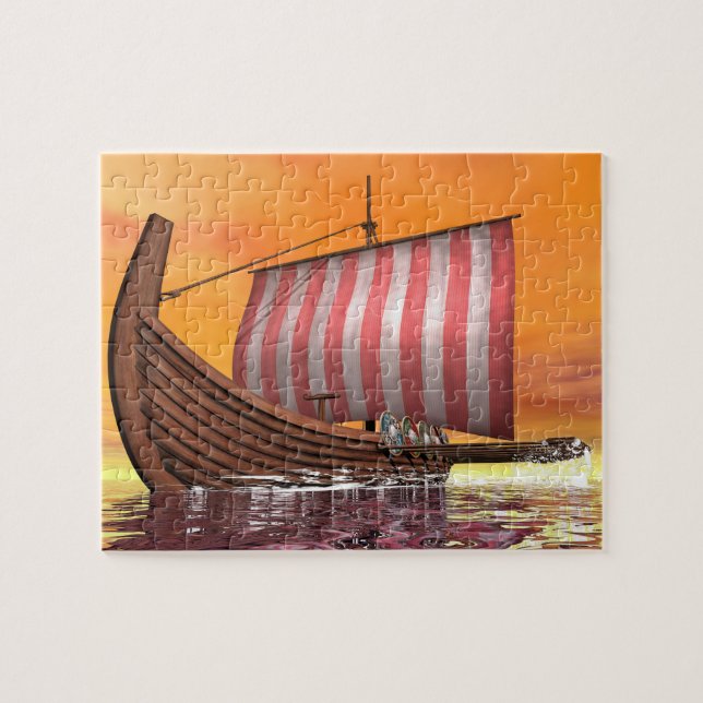 Puzzle Drakkar ou bateau de Viking - 3D rendent (Horizontal)