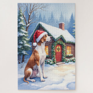 Puzzle Drame danois Cabane enneigée Chapeau de Père Noël 