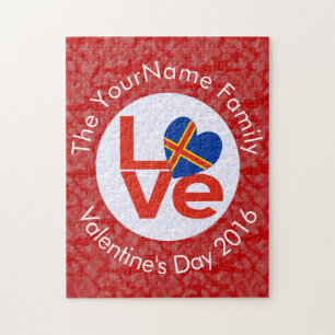 Puzzle Drapeau Åland Islands Red Letter LOVE Personnalisé