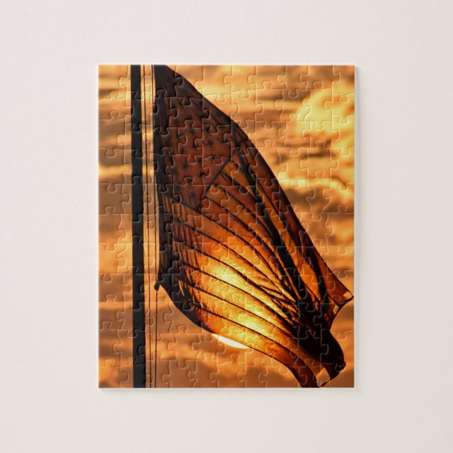Puzzle Drapeau américain au coucher du soleil - 8x10 - 11 (Vertical)