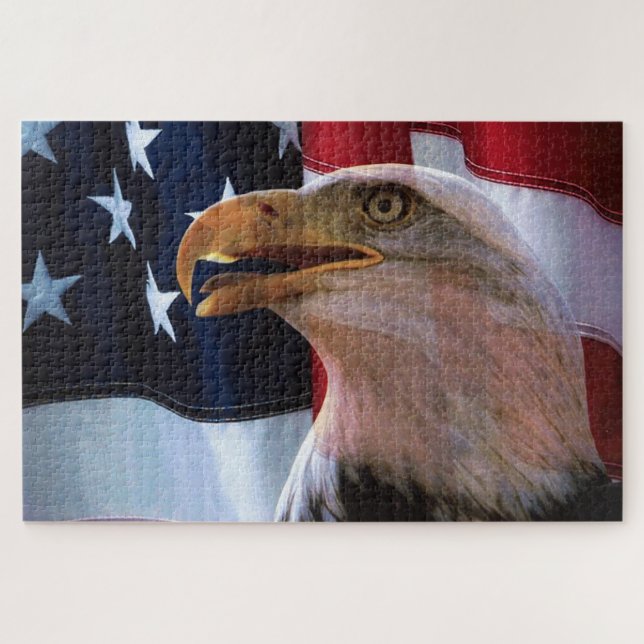 Puzzle Drapeau américain avec aigle chauve (Horizontal)