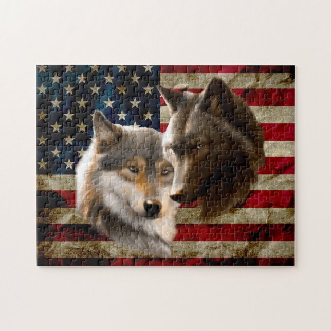 Puzzle Drapeau américain des loups (Horizontal)