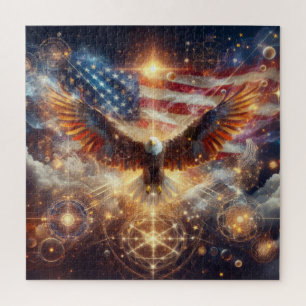 Puzzle Drapeau américain - Étoiles et rayures - Aigle cha